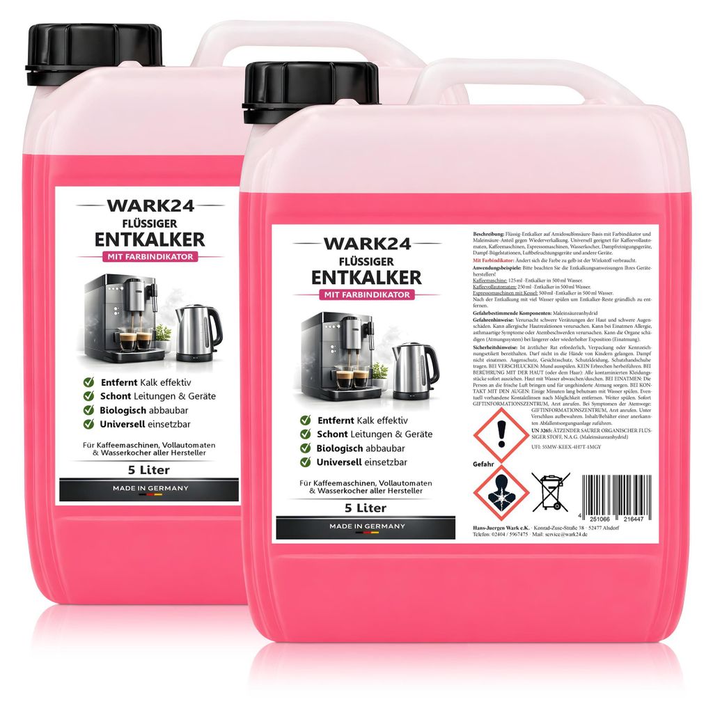 Wark24 Flüssig Entkalker 5 Liter für Kaffeevollautomat wie Saeco uvm. (2er Pack)