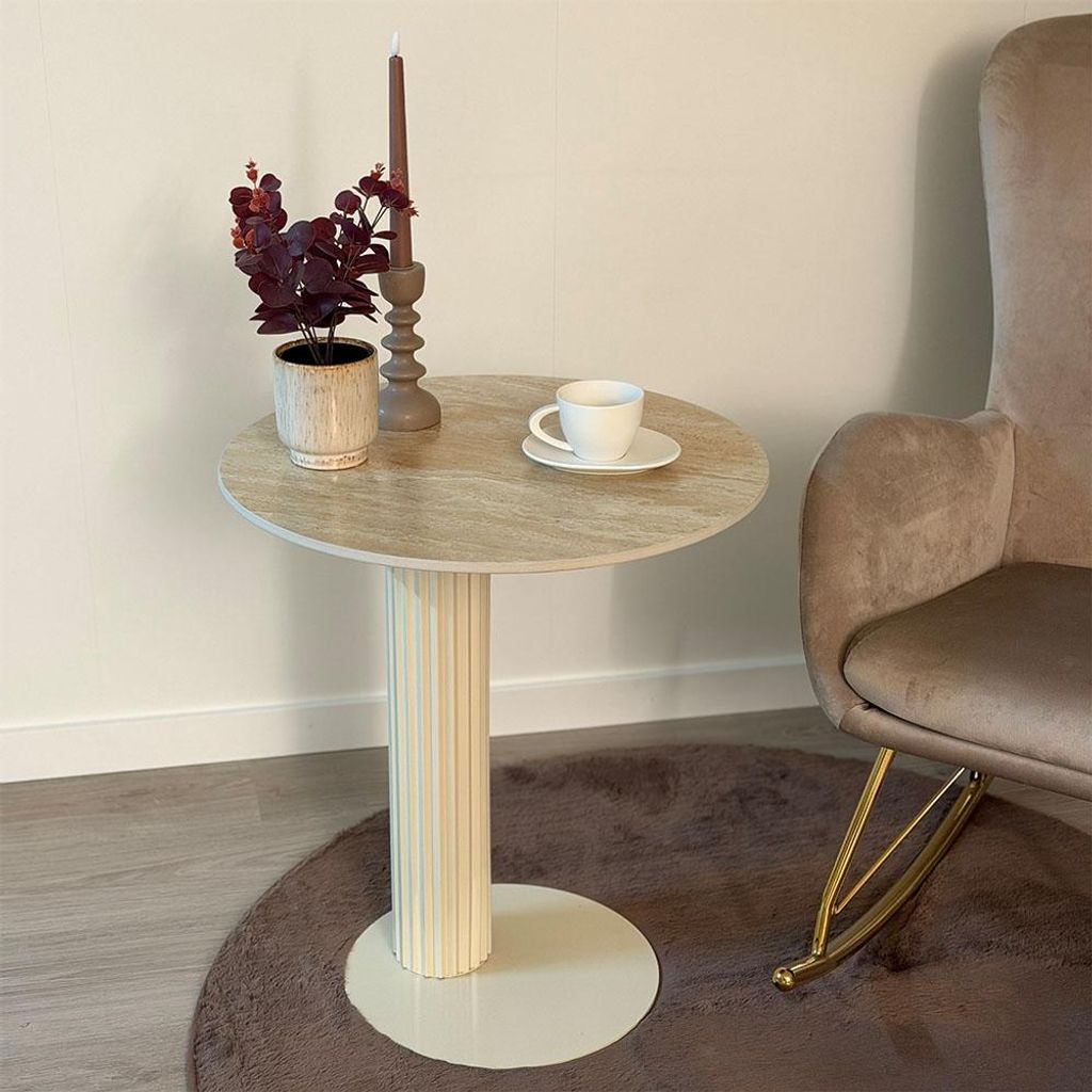 Milton & Oldbrook Beistelltisch Ø 55 cm Hedemora Travertin Produktbild 