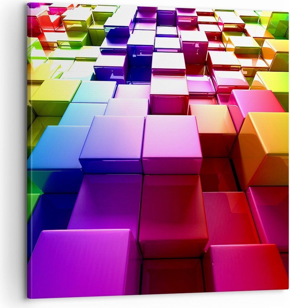 Bild auf Leinwand - Leinwandbild - Abstrakt bunt entwurf muster - 60x60cm - Wand Bild - Wanddeko - Leinwanddruck - Bilder - Kunstdruck - Wanddekora...