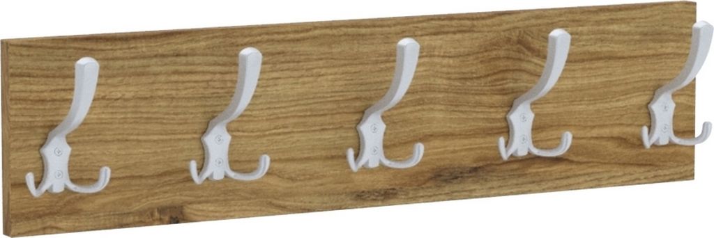 AKKE Alteiche Garderobenleiste horizontal klein ALU haken BxH: 60x15 cm