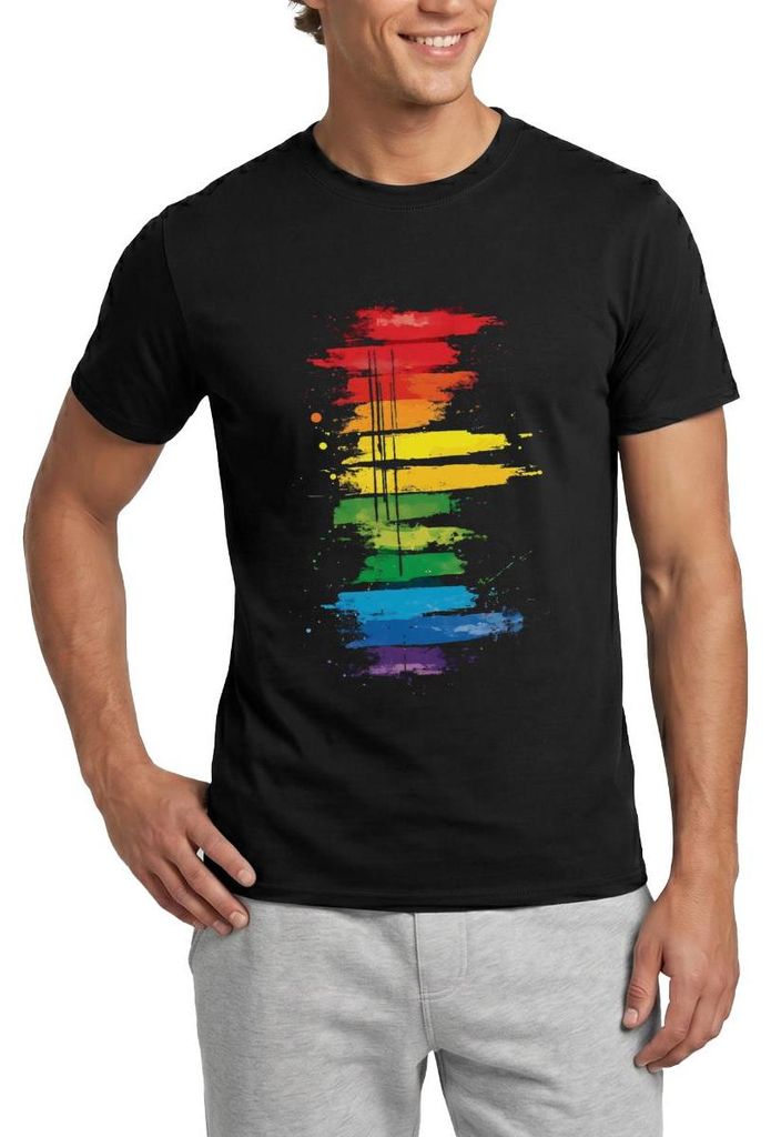 Spreadshirt Pride Flagge Regenbogen Statement Männer T-Shirt, M, Schwarz