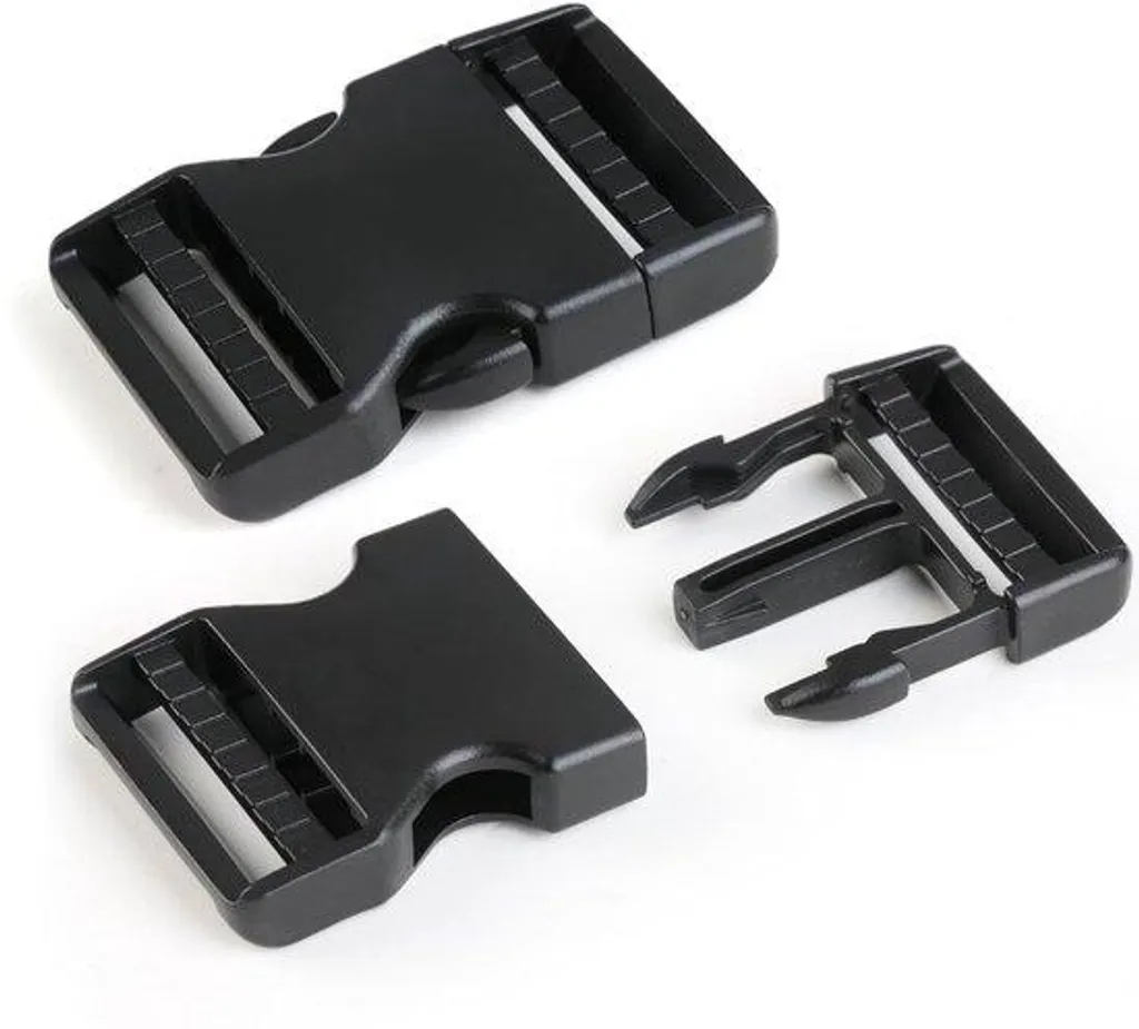 Lot de 2 attaches mousquetons doubles en plastique noir 38mm pour sacs