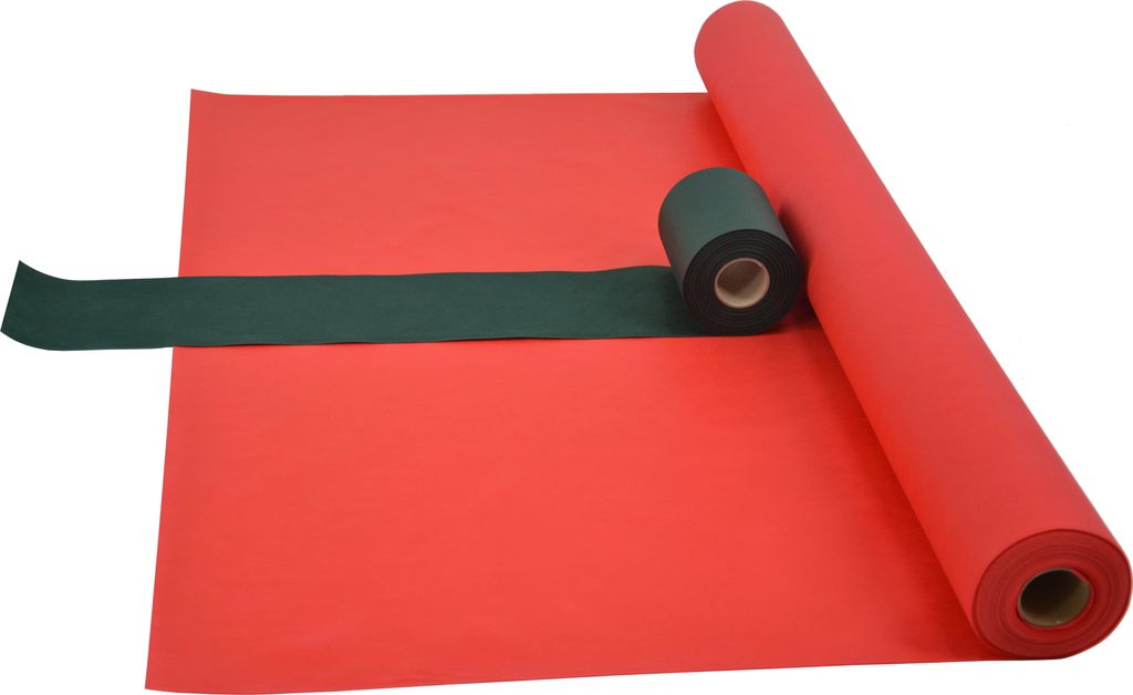Sensalux Kombi-Set 1 Tischdeckenrolle 1,18m x 25m rot + Tischläufer 15cm grün