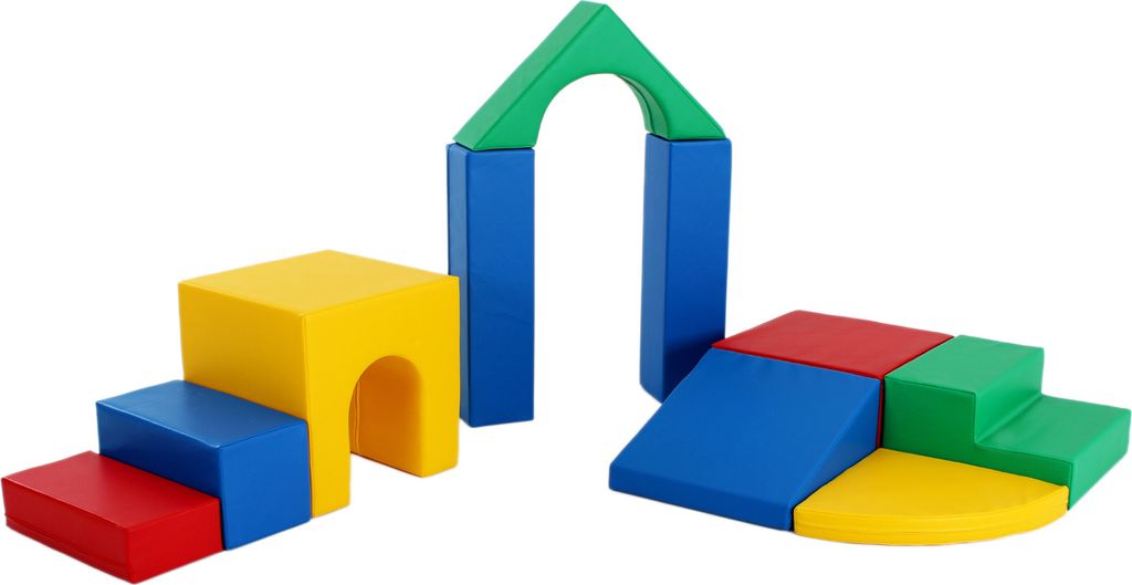 IGLU Soft Play Softbausteine Schaumstoffbausteine Riesenbausteine Bauklötze Spielbausteine mit Anti-Rutsch 10 TLG. Mehrfarbig