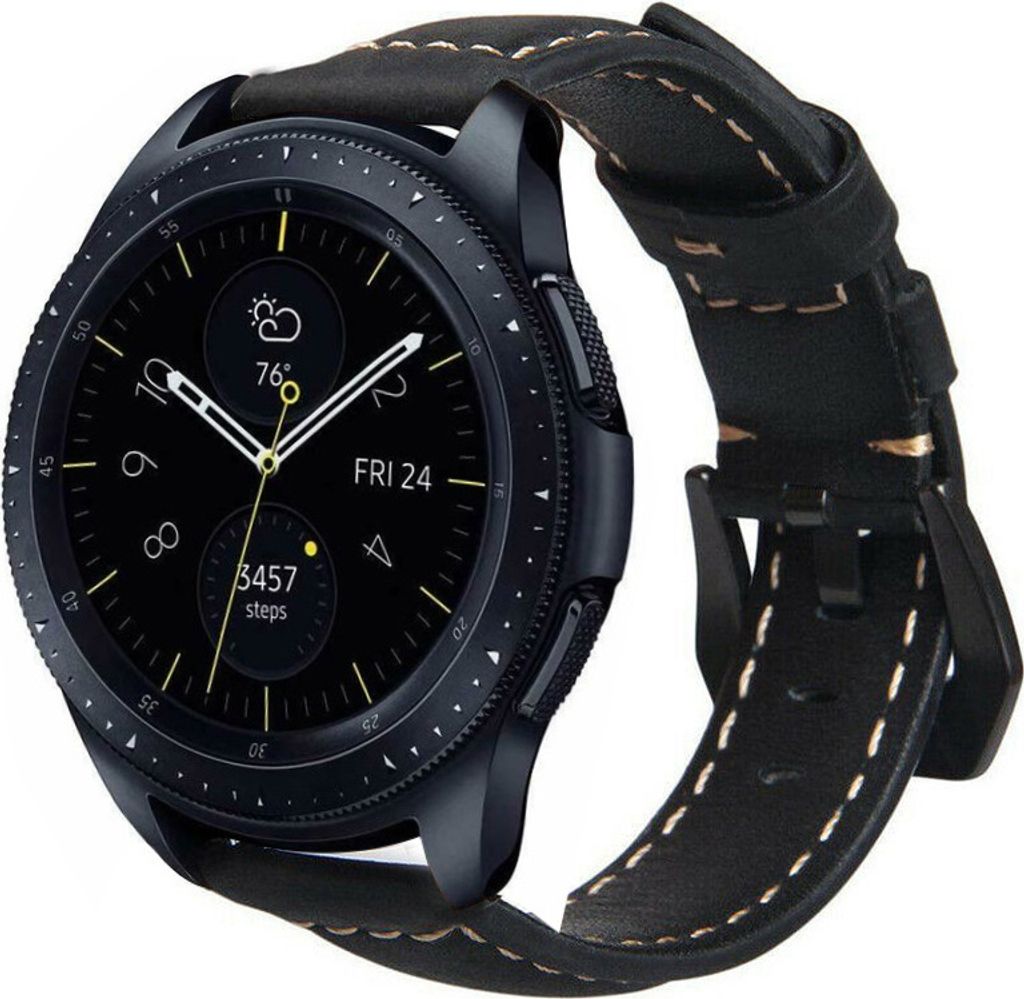 Strap-it Samsung Galaxy Watch 42mm Armband Leder (Schwarz)