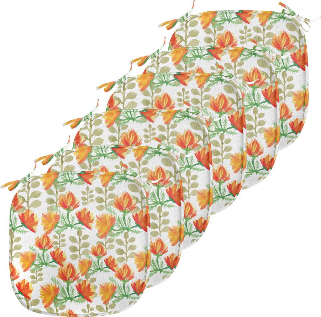 ABAKUHAUS Blumen Polster für Esszimmerstühle, Garten-Frühling Branchen, Dekoratives wasserfestes Kissen mit Riemen für Küchensitze, 40 cm x 40...