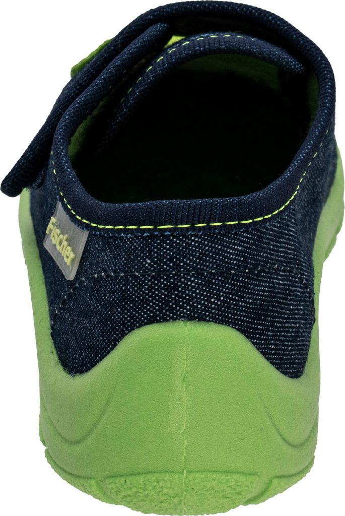 Fischer Kinder Hausschuh Jeansstoff Krokodil Applikation Klett 631832, Größe:33 EU, Farbe:Blau