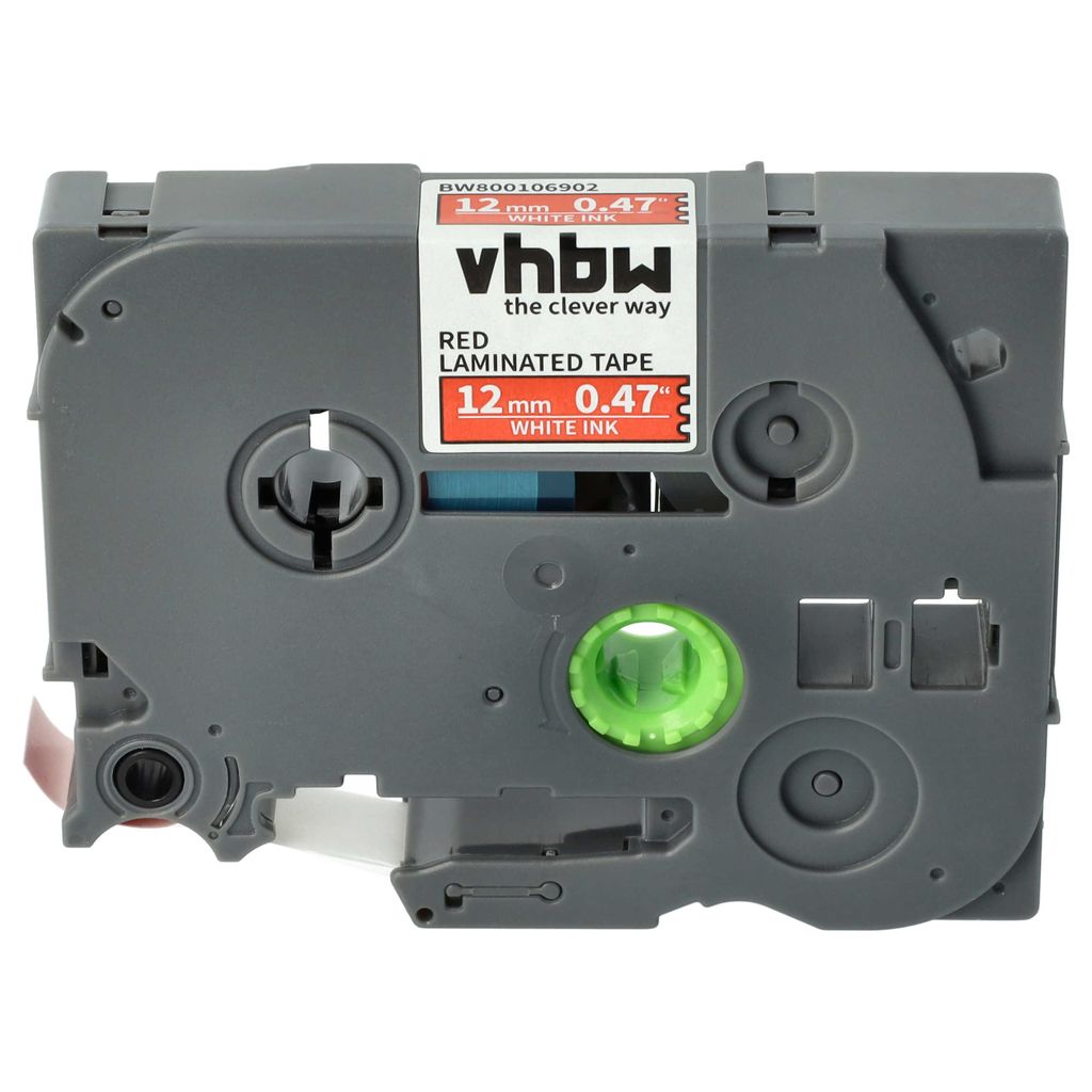 vhbw Schriftband-Kassette kompatibel mit Brother GL H105, 100, 200, H100 Etiketten-Drucker 8m x 12mm Weiß auf Rot