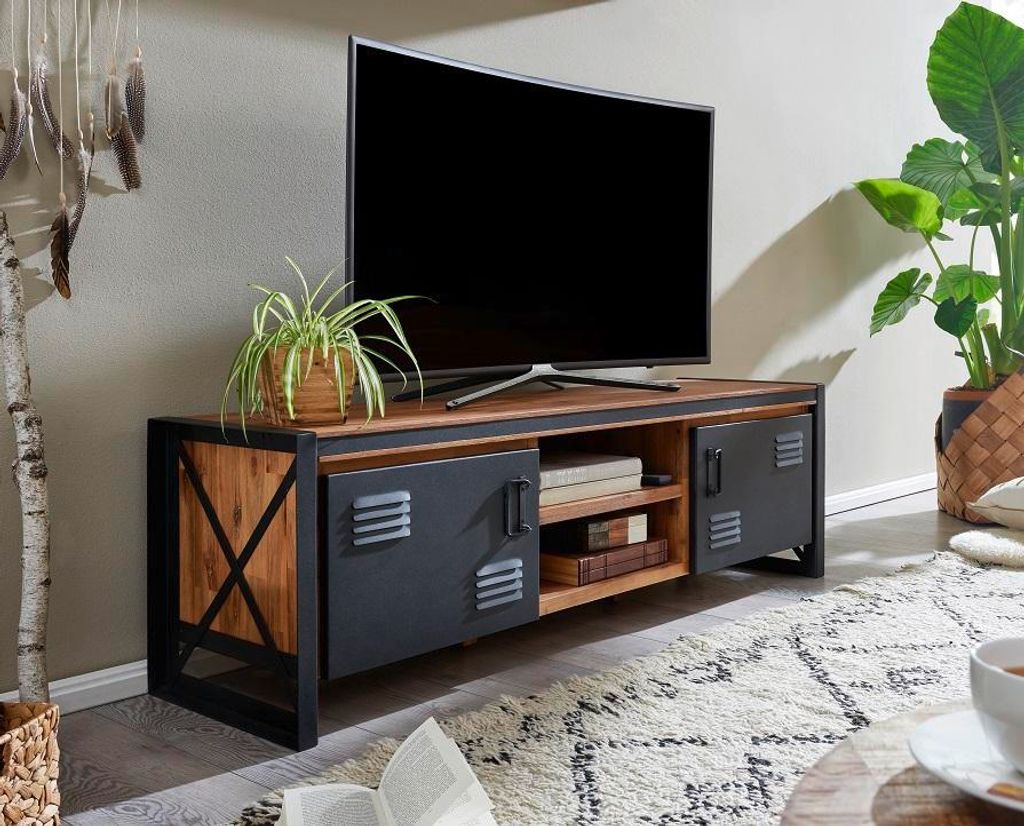 TV Board 162cm 'Montreux' Akazie & Metall schwarz