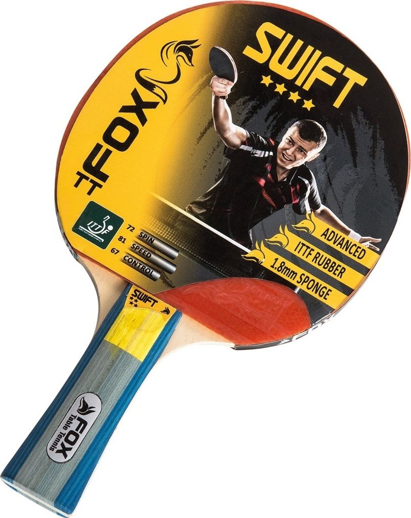 Fox TT - Tischtennisschläger "Swift 4 Star" RD604 (Einheitsgröße) (Rot/Grau/Blau)