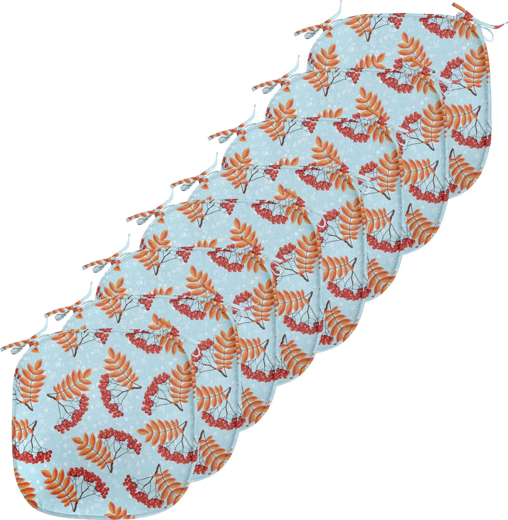 Lot de 8 Coussins Décoratifs Déperlants 40x40 cm Motif Baies de Sorbier
