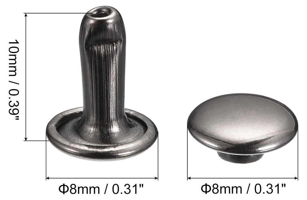 100 Set Leder Nieten 8mm Runde Nieten Hohlnieten Doppelt Kappe Nieten 10mm H?he Metall Nieten Niete fš¹r Leder Handwerk Reparatur DIY Geldbeutel ...
