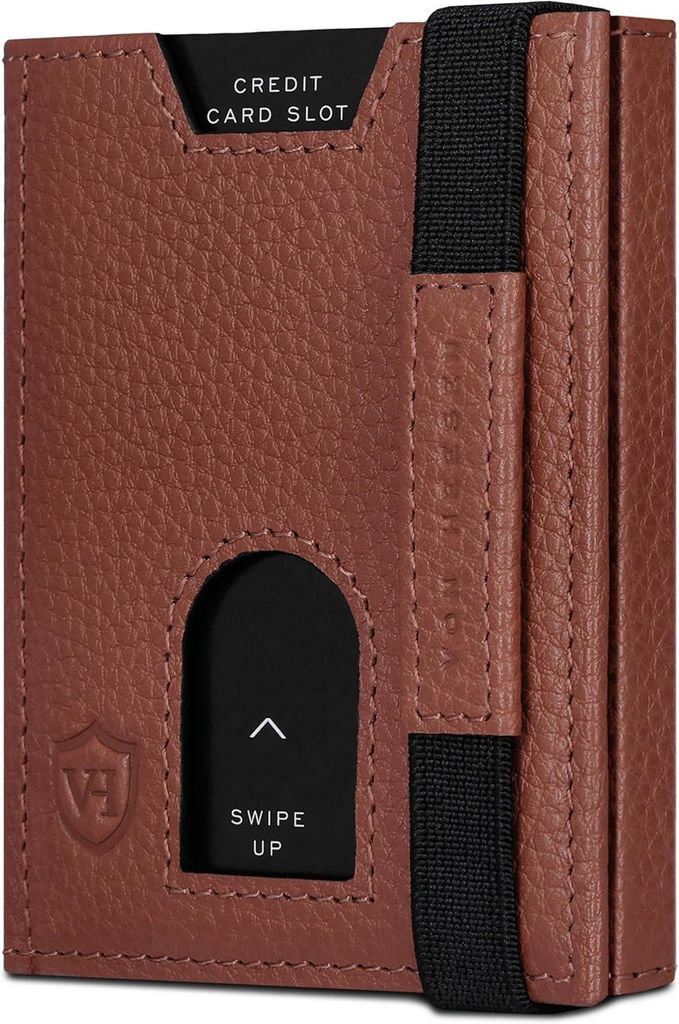Slim Wallet mit Münzfach & RFID-Schutz, Leder Geldbörse klein, 5–10 Karten, Scheinfach für Geldscheine, Mini Portemonnaie für Damen & Herren