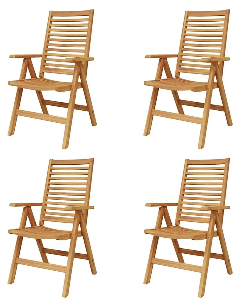 Klappbare Gartenstühle 4 Stück aus massivem Teakholz, 2 Stück Gartenstühle aus massivem Teakholz, Stapelstühle für Balkon, Gartenmöbel für ...