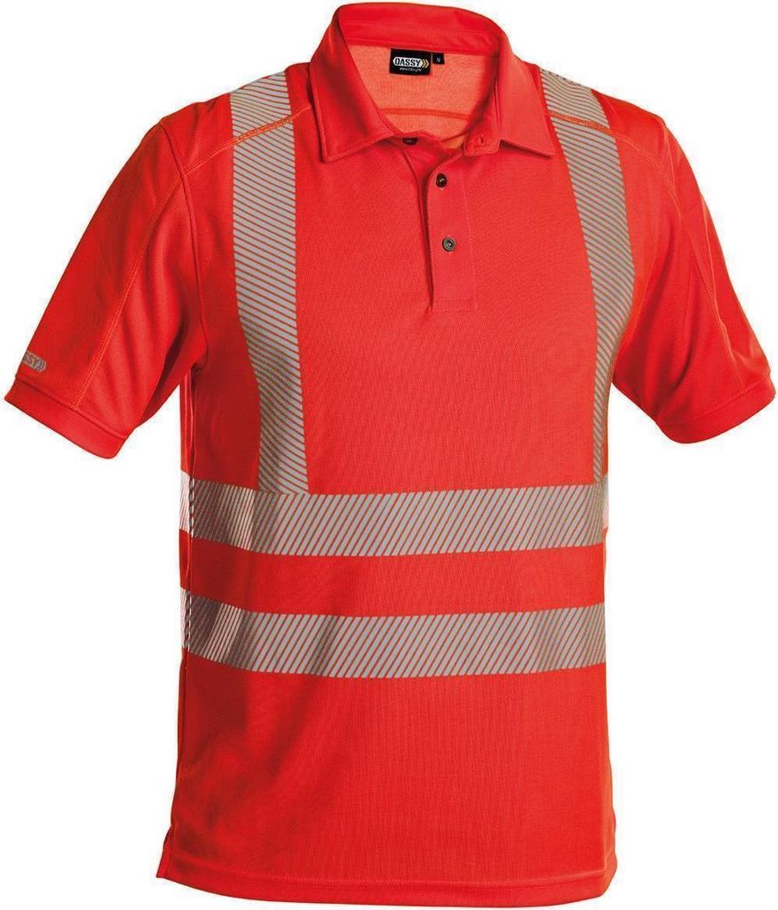 DASSY Brandon Warnschutz UV-Poloshirt NEONROT Gr.3XL Länge: STANDARD