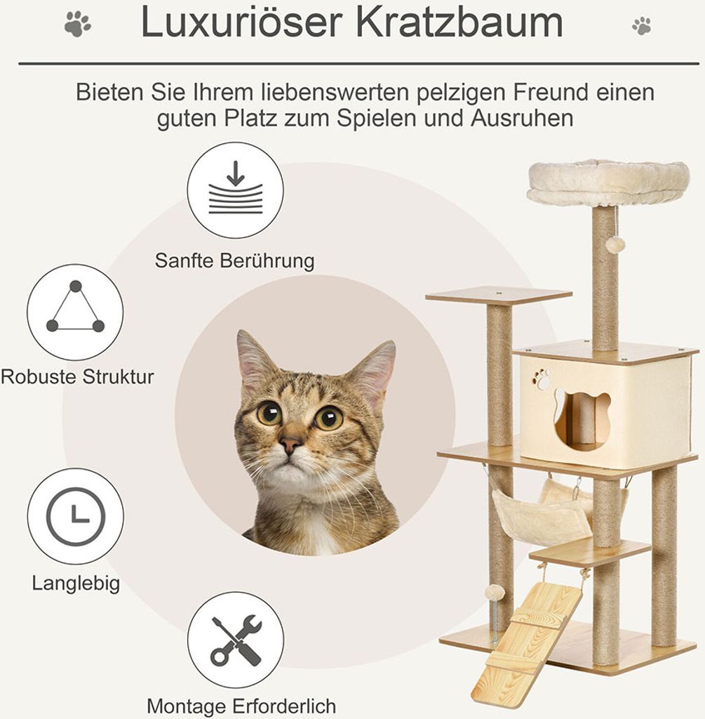 PawHut Kratzbaum Katzenbaum für Katzen Kletterbaum aus Holz Produktbild 12