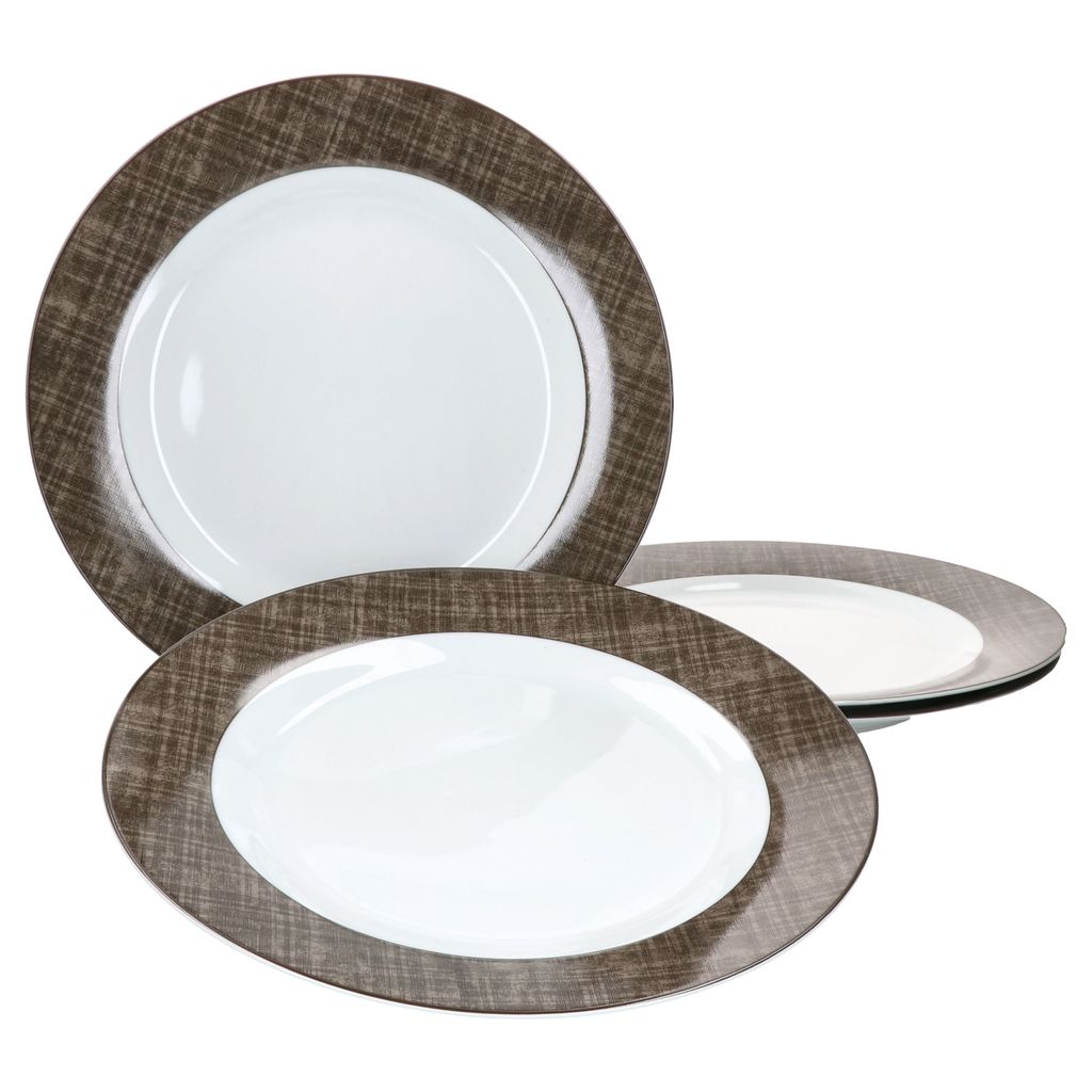 Ritzenhoff Brazil Braun 4er Set Speiseteller Essteller Platte braun Gittermuster