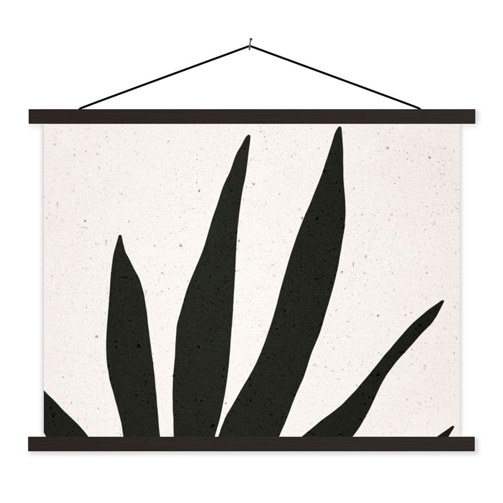 MuchoWow Textilposter Blatt - Pflanze - Minimalismus 120x90 cm mit schwarzem Rahmen - Aufhänger für Poster