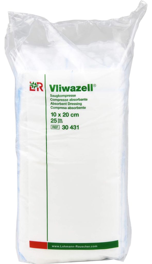 L & R Vliwazell Compresses absorbantes 10 x 20 cm, 25 pces Image du produit 