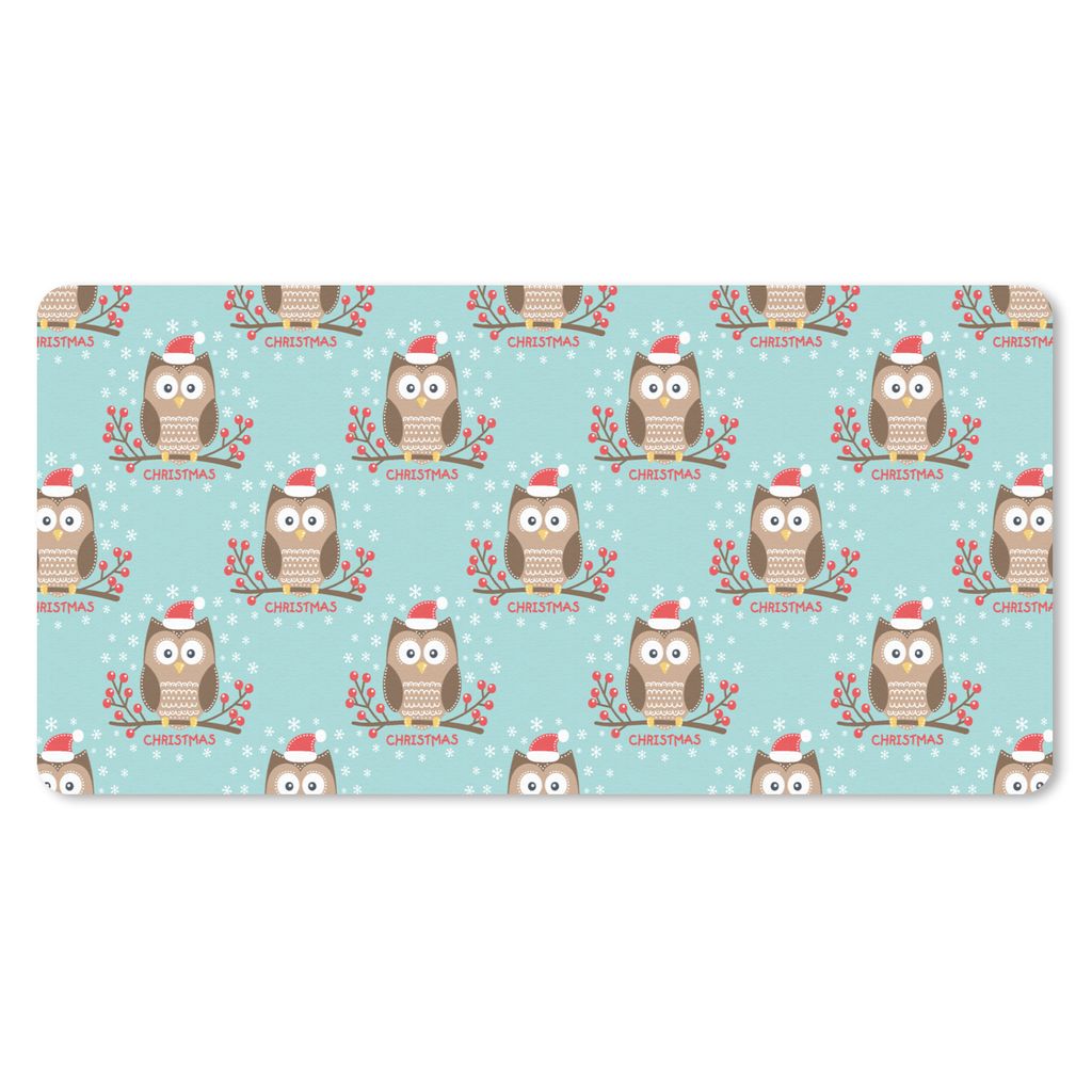 MuchoWow Schreibtischunterlage Schnittmuster - Eule - Weihnachten 80x40 cm - XXL Mauspad - Gaming Mauspad
