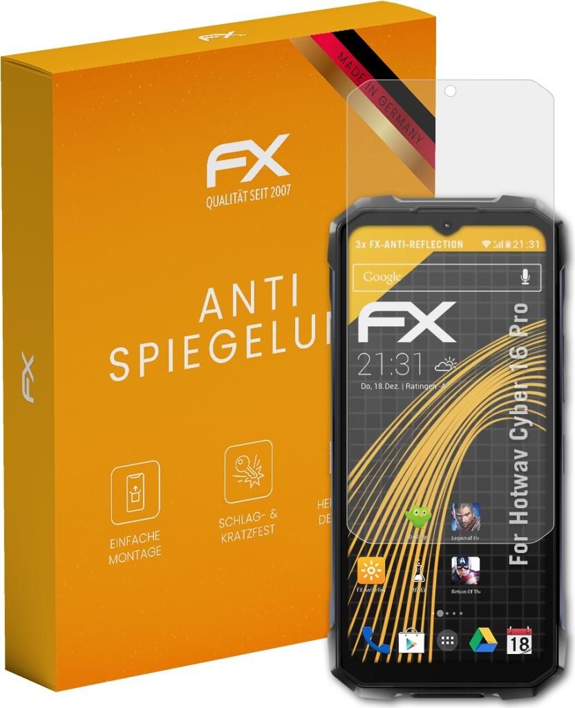 atFoliX FX-Antireflex 3x Schutzfolie kompatibel mit Hotwav Cyber 16 Pro Displayfolie