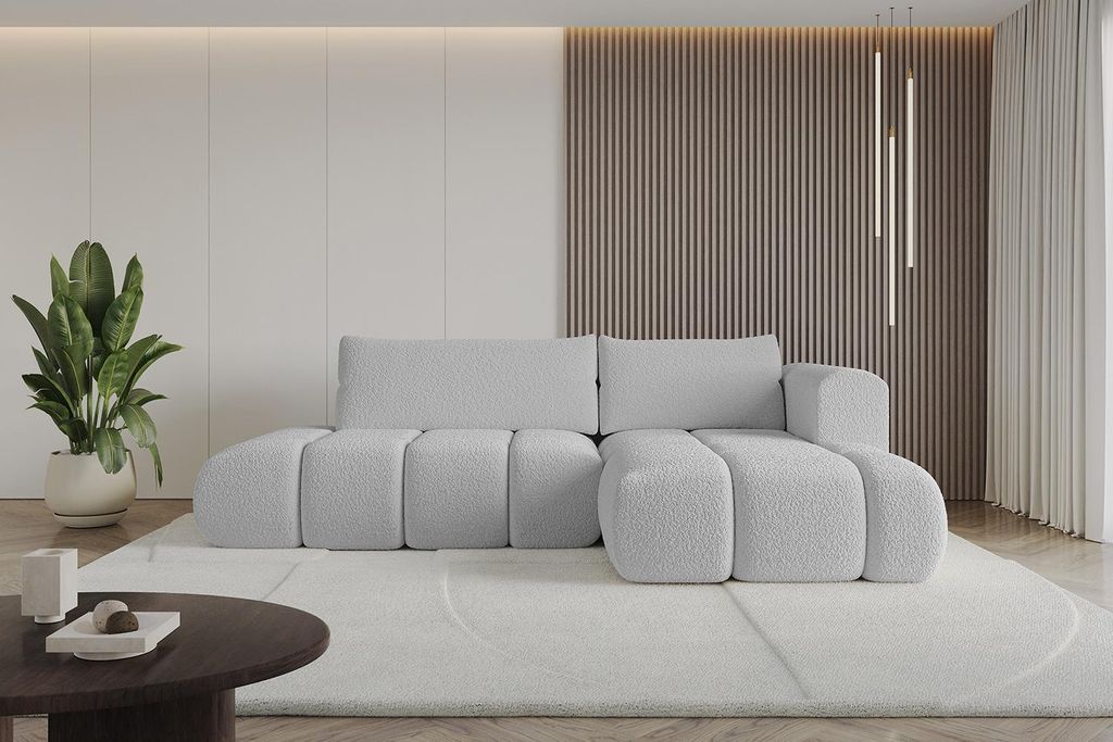 ALTDECOR Ecksofa mit Schlaffunktion und Bettkasten CLOUD-L 280x185x90 Hellgrau - Corner Sofa Bett Eckcouch Couch L-Form Schlafcouch Ausziehbar Wohn...