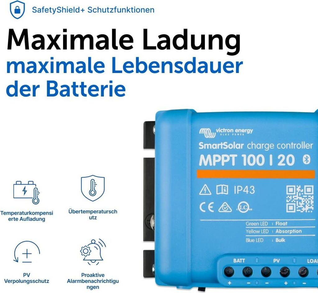 Victron Smartsolar MPPT 100/20-48 20A 12V 24V 48V Solar Produktbild 13
