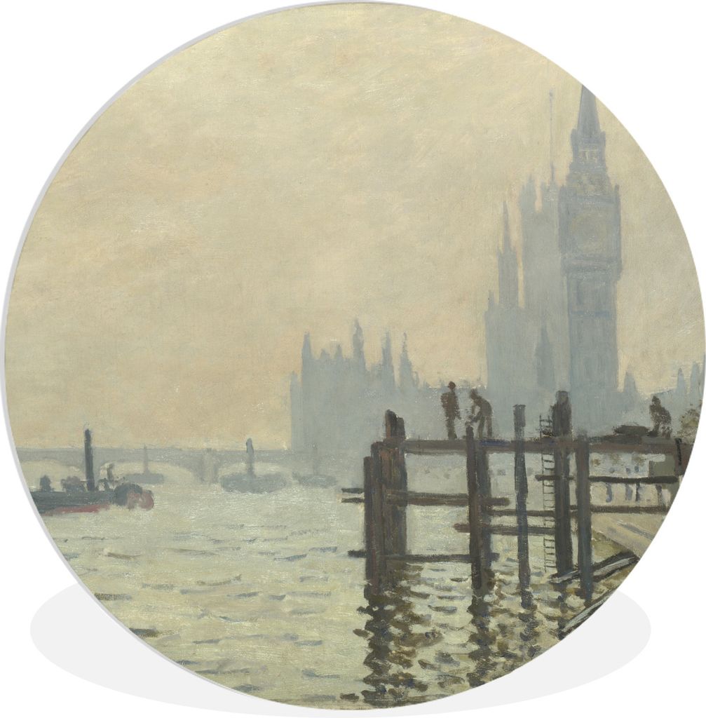 MuchoWow Rundes Wandbild - Runde Bilder Die Themse bei Westminster - Gemälde von Claude Monet Ø 90 cm Kreis Wanddekoration Kunststoff - Wandkre...
