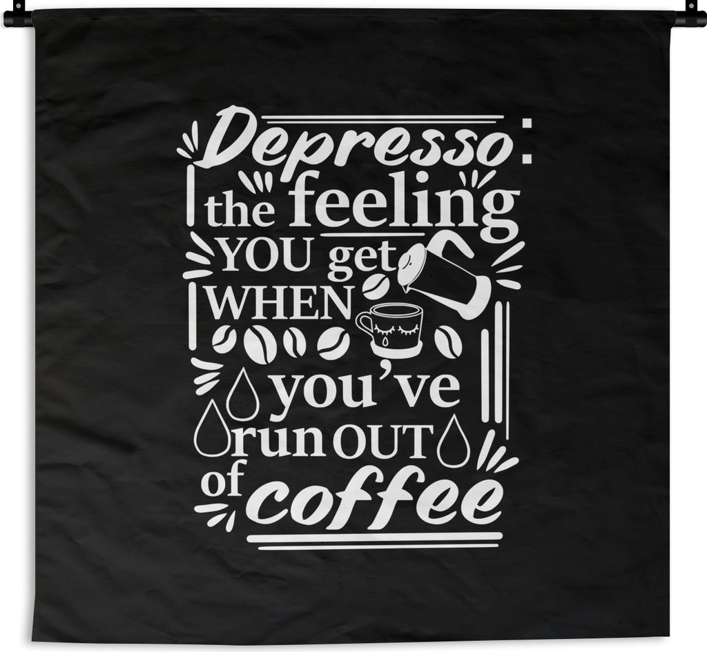 MuchoWow Wandteppich Wandbehang Kaffee - Zitate - Espresso 120x120 cm Tapisserie Dekoration Wandtuch - Modern - Baumwollgewebe