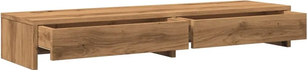 Support moniteur Chêne Artisan 100x27x15 cm avec double tiroir - 6