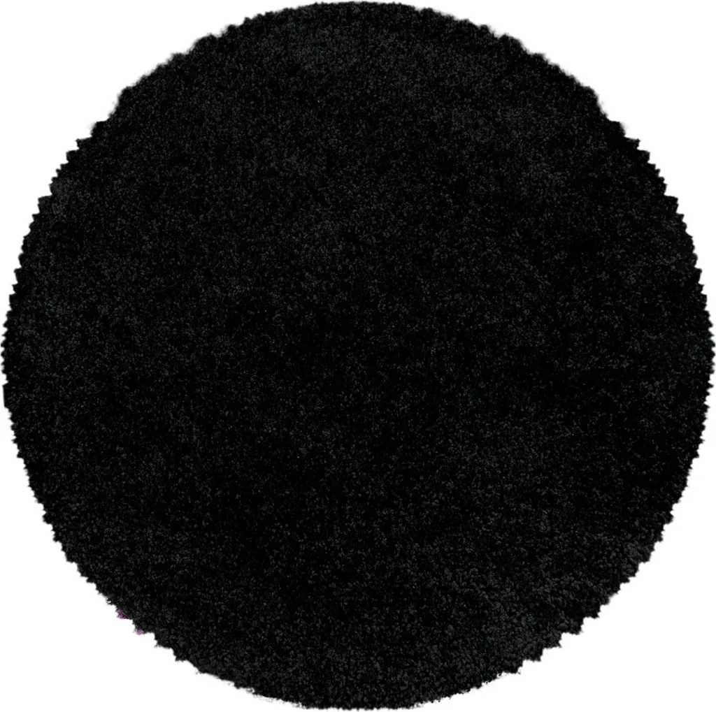 Tapis Shaggy Rond 160 cm Noir Teppium - Tapis Moelleux Poils Longs