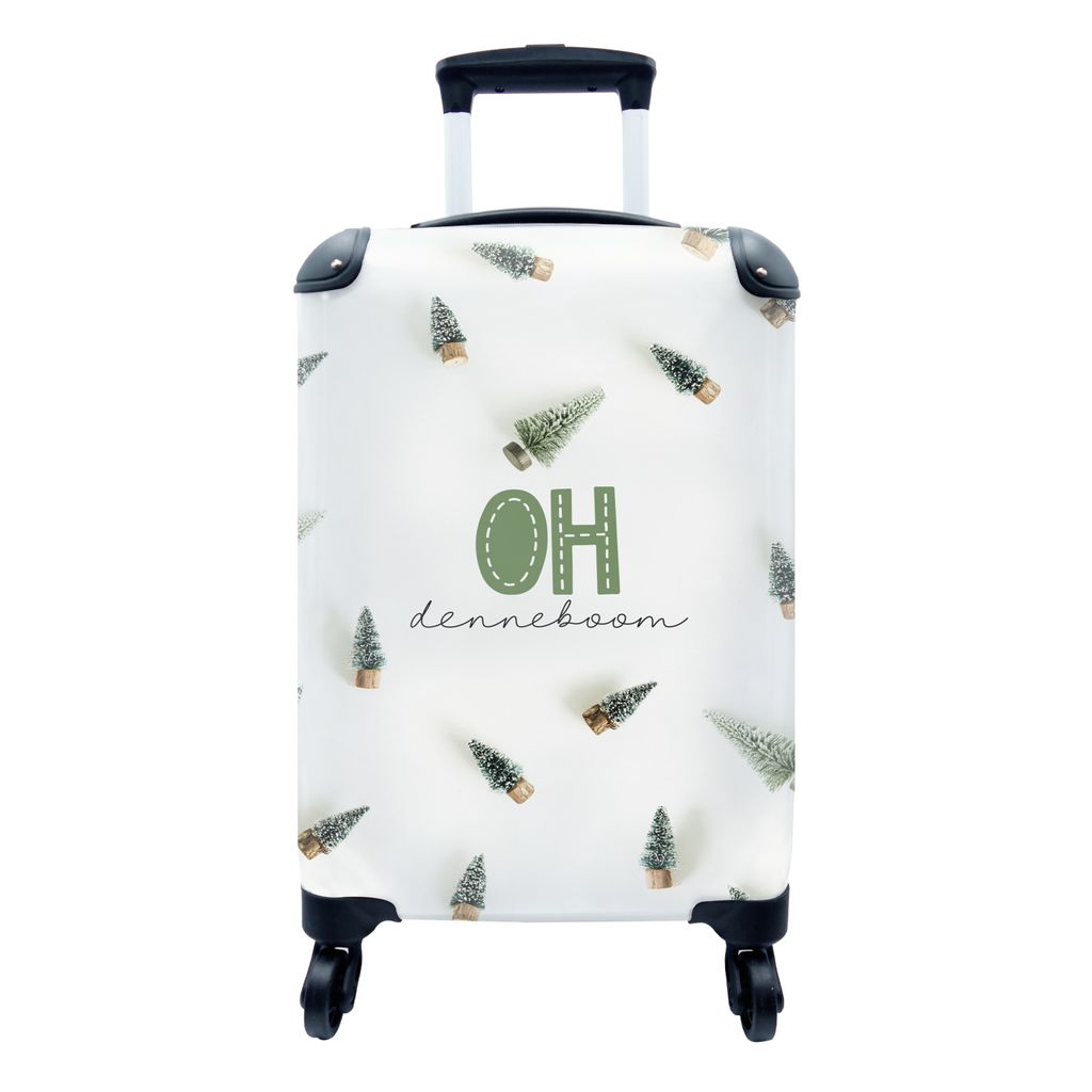 MuchoWow Koffer Handgepäck Trolley Rollkoffer Kleine Reisekoffer mit 4 Rollen - Winter - Tannenbaum - Zitat - Cabin Size < 55x40x23 cm & 55x40x2...