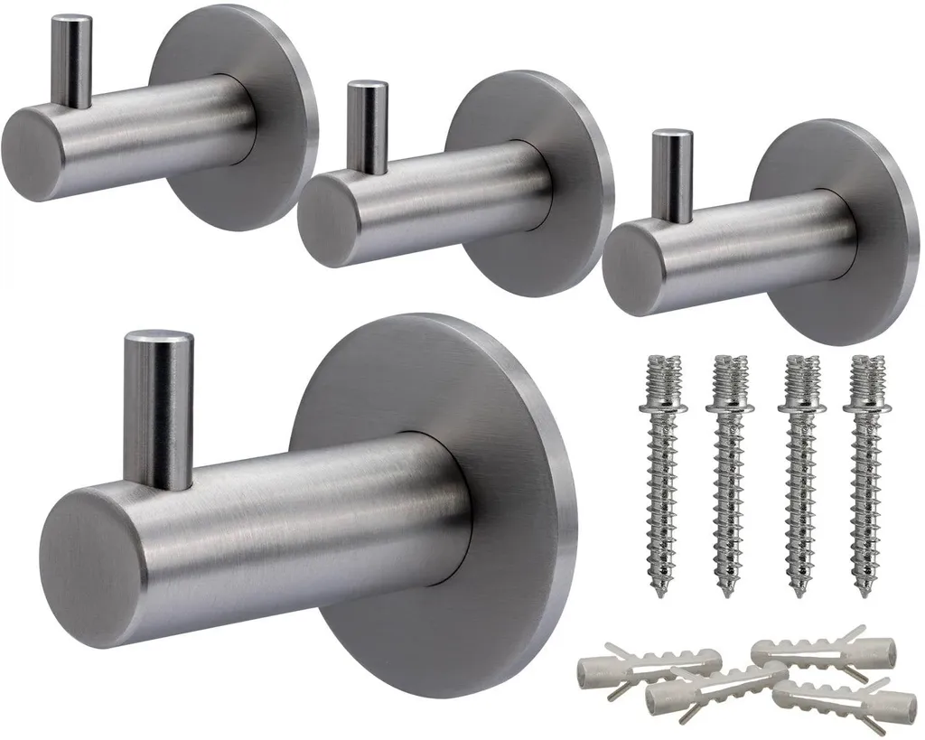 Supports muraux pour cuisine et salle de bain en inox brossé ronds