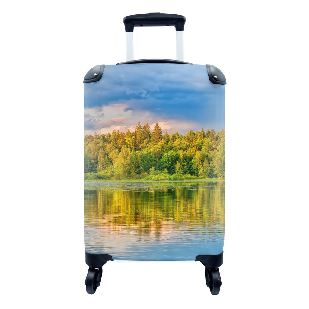MuchoWow Koffer Handgepäck Trolley Rollkoffer Kleine Reisekoffer mit 4 Rollen - Wasser - Natur - Wald - Cabin Size < 55x40x23 cm & 55x40x20 cm -...