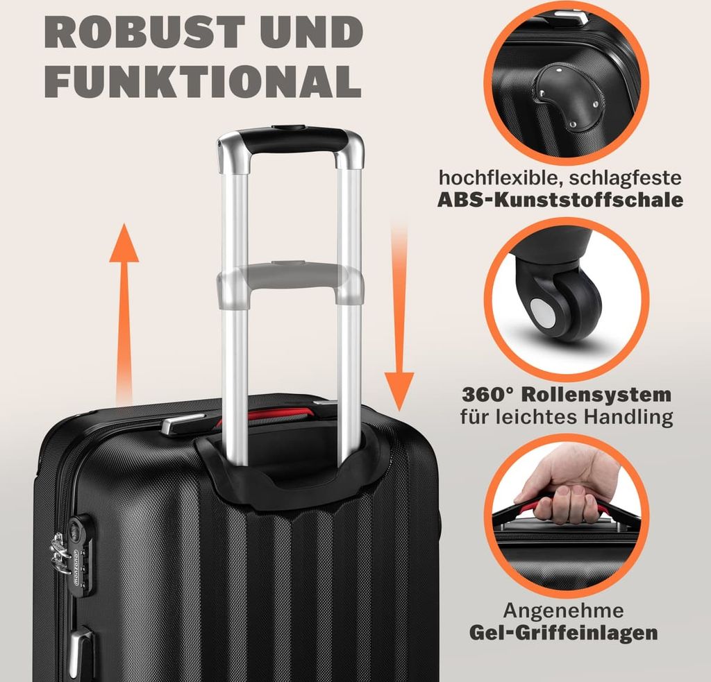 MONZANA® Koffer Handgepäck ABS HardCase Gehäuse gummierte Produktbild 4