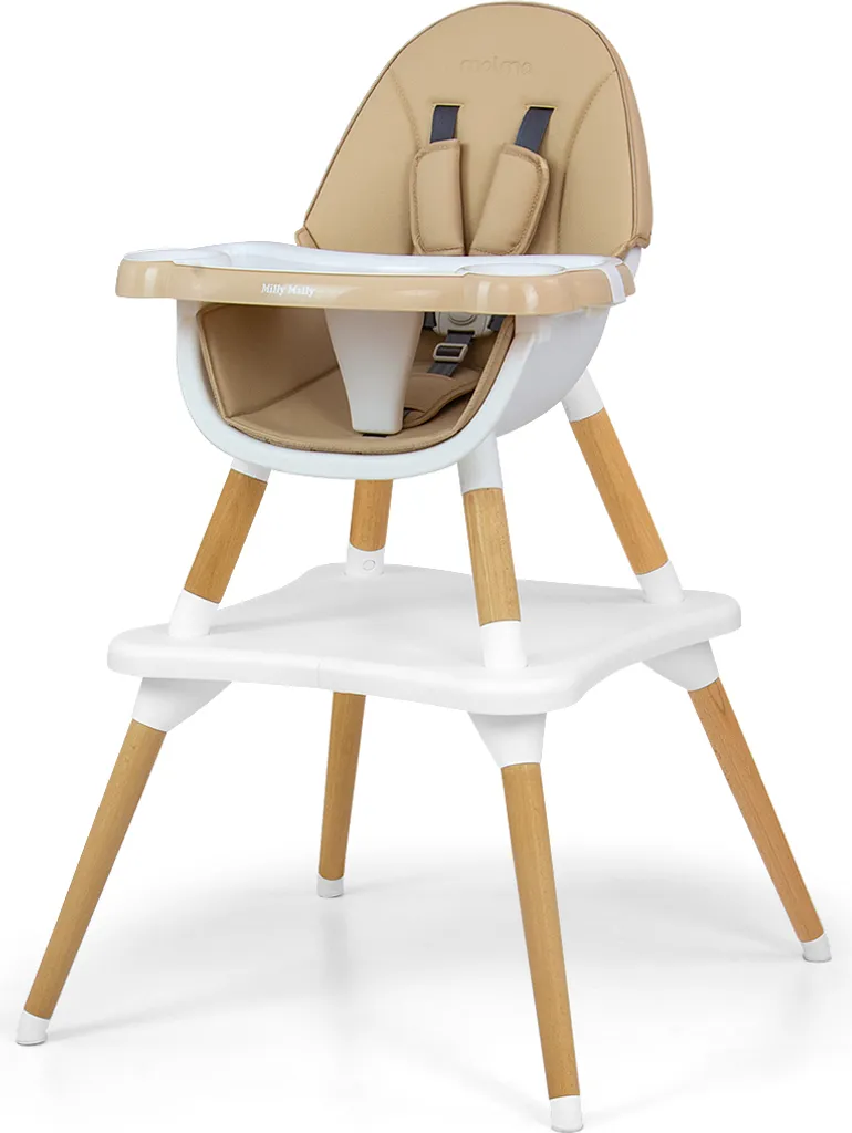 Chaise d'alimentation Milly Mally Malmo Beige 2-en-1 pour repas et jeux