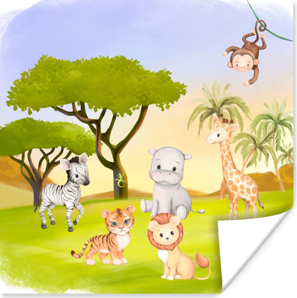 MuchoWow Poster Dschungel - Tiere - Rebe 75x75 cm - Wand Dekoration