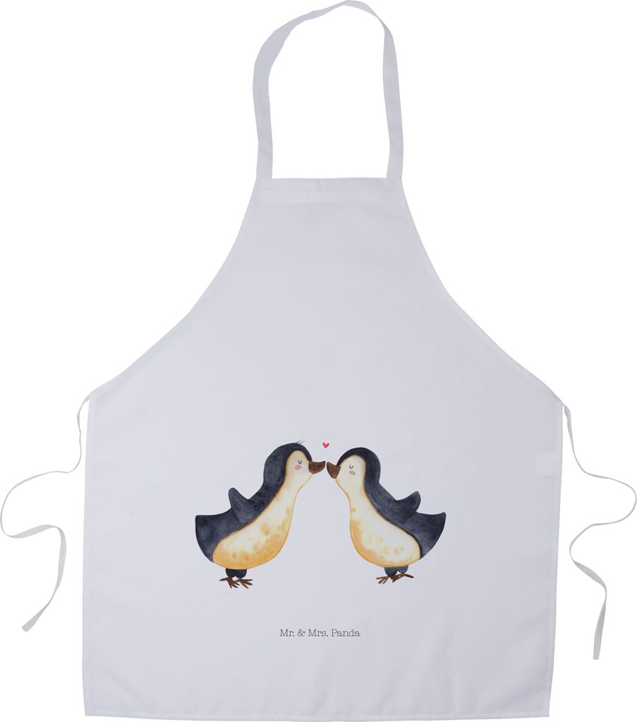 Mr. & Mrs. Panda Schürze Pinguin Liebe - Weiß - Geschenk, Vertraut, Kellner, Geschenkidee, Kochschürze, Grill, Küchenzubehör, Liebesspruch, Lo...