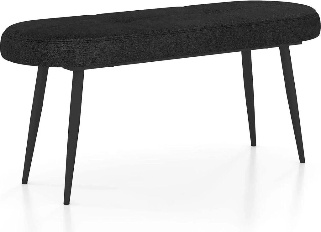 Sitzbank 113 cm - Gepolsterte Sitzbank/Polsterbank mit Kissen - Metallbeine - Tragkraft 300 kg - Schmink- & Bettbank - Schwarz