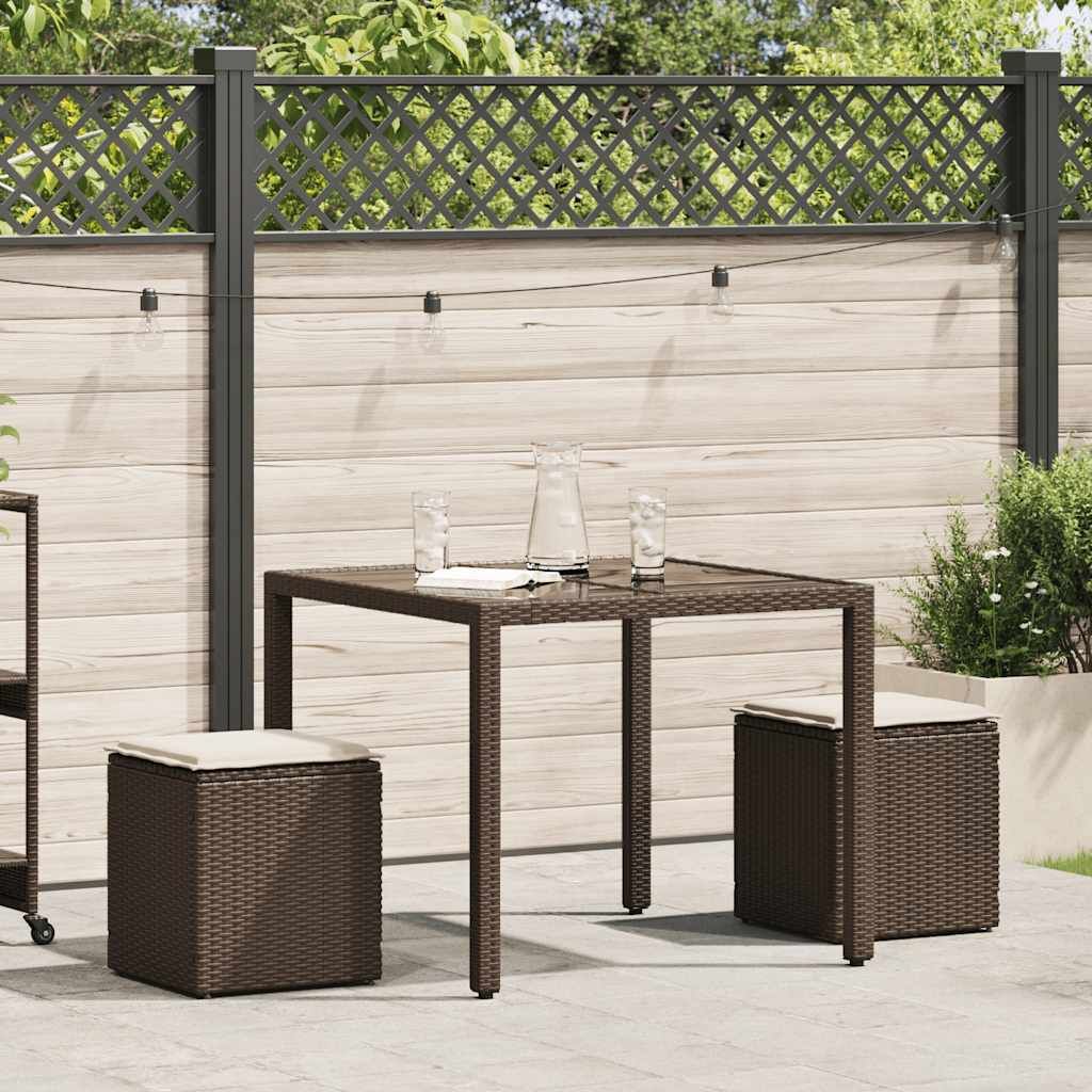 "2026 Aktion" Gartenhocker mit Kissen 2er set - elegantes Design - Braun 40x40x43cm Poly Rattan - Gartenhocker NeuMöbel862485
