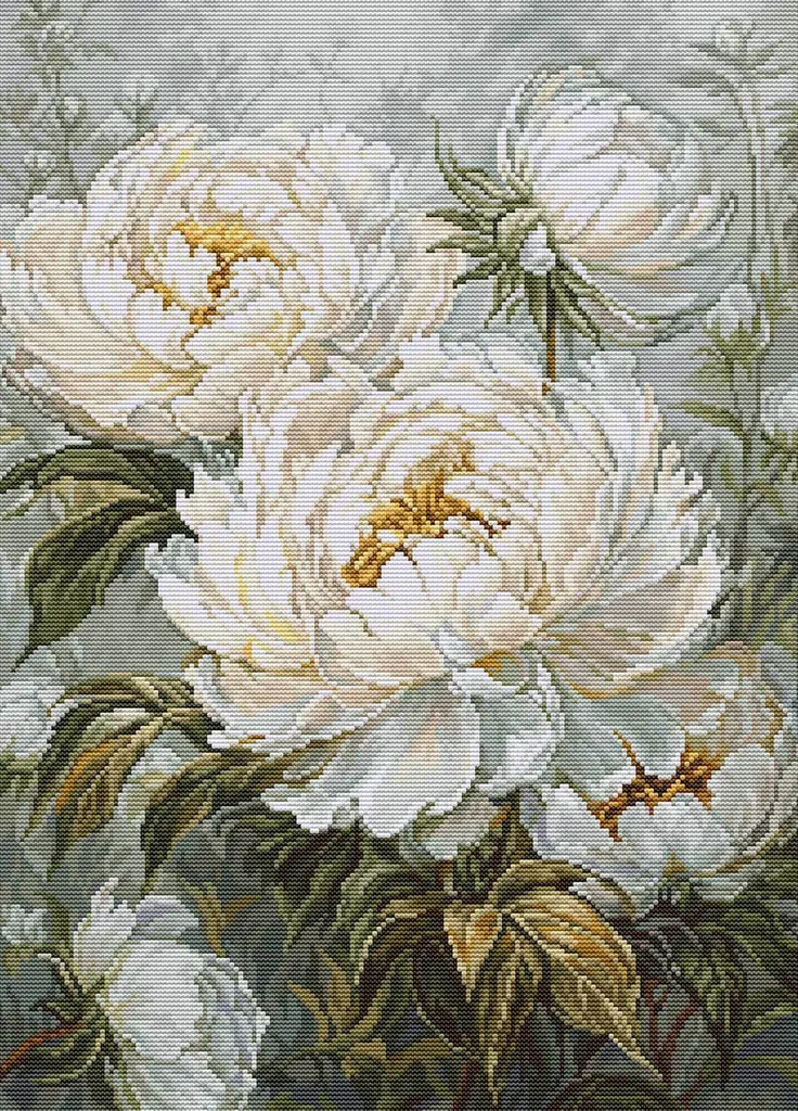 Kit broderie point de croix Luca-S La lumière des pivoines 29x40cm