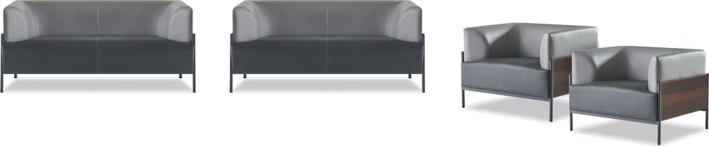 Ergonomischer Komplett Sofa-Set 4tlg Schwarz Designer Polster Modern Stil