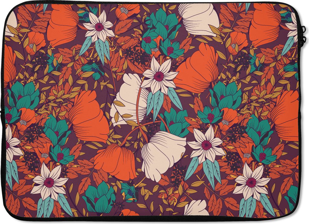 MuchoWow Laptop Hülle 14 ZollBlumen - Herbst - Muster Laptoptasche - Laptoptasche - Stoßsicher - Schutzhaube