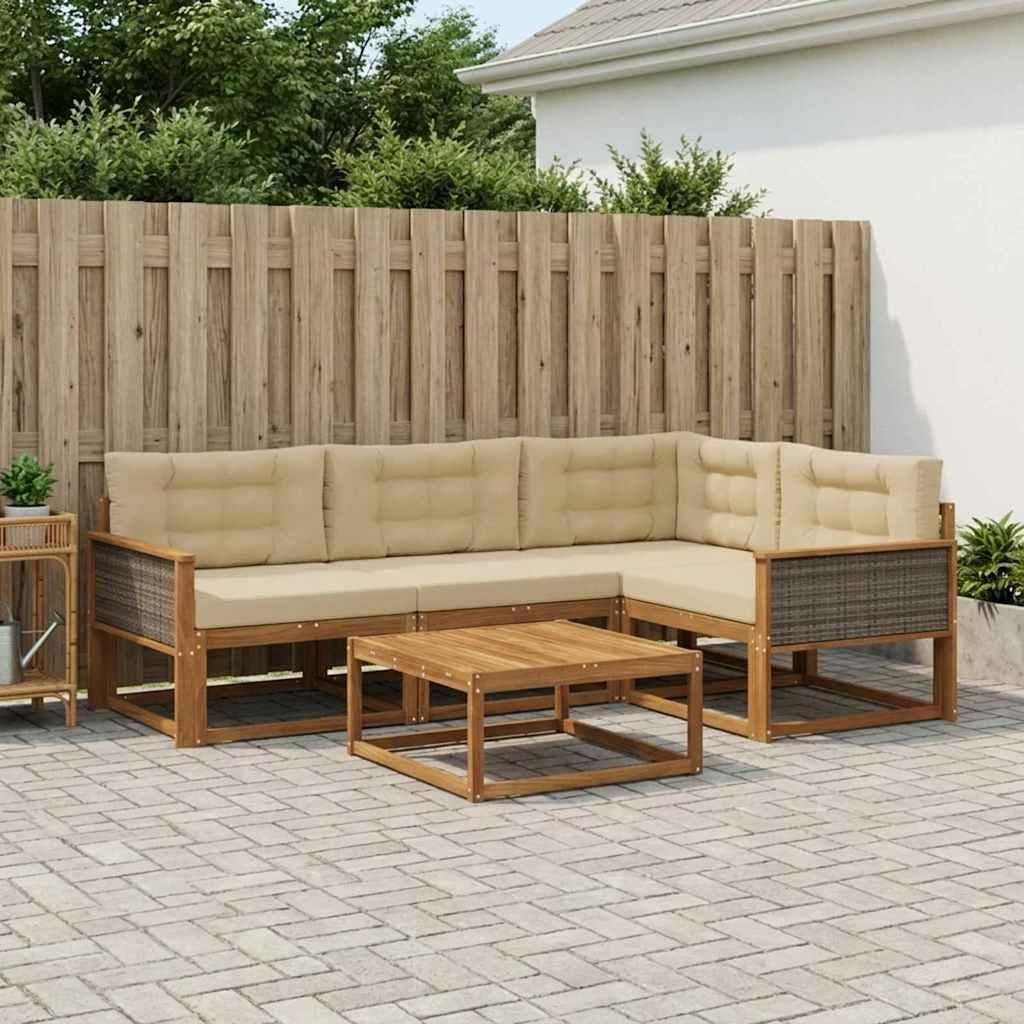 Möbel Outdoor-Sofagarnitur mit Kissen 5 pcs Natur und BeigeGartensofas - Gartensofas c862