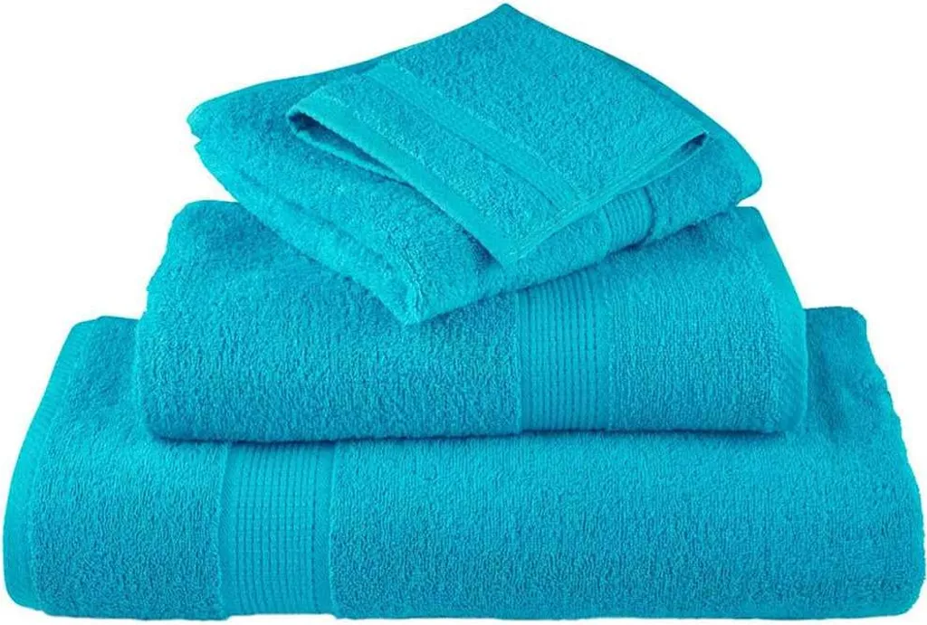 Asciugamani vidaXL 4 Pezzi Cotone Turchese | Morbidezza Premium Bagno - 3
