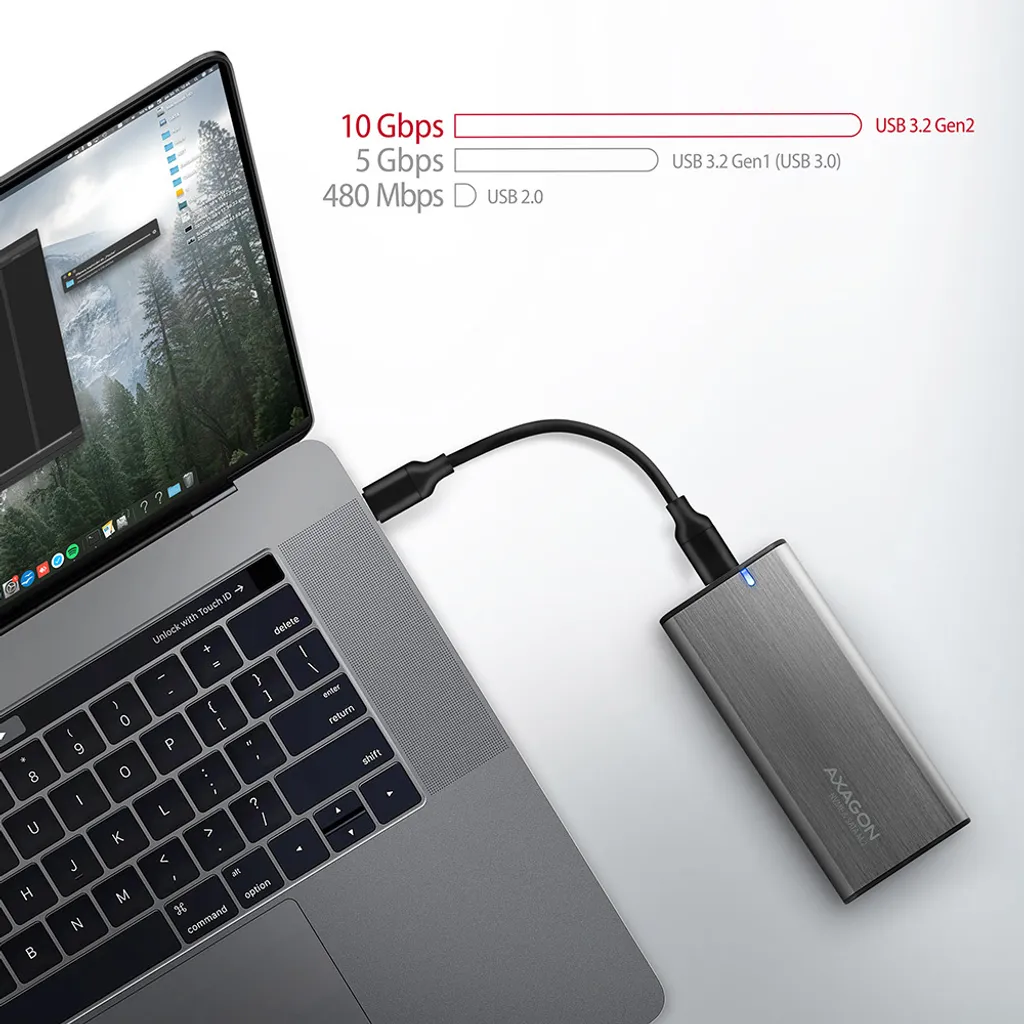 Boîtier Externe SSD M.2 AXAGON EEM2-SG2 Gris Anthracite USB-C 10Gbps - 7