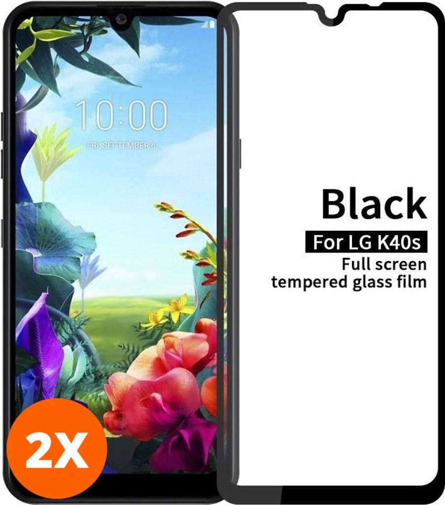 Mobigear Premium 4.99 LG K40s Panzerglas Gehärtetes Glas Displayschutz - Hüllenfreundlich - Schwarz (2er Pack)