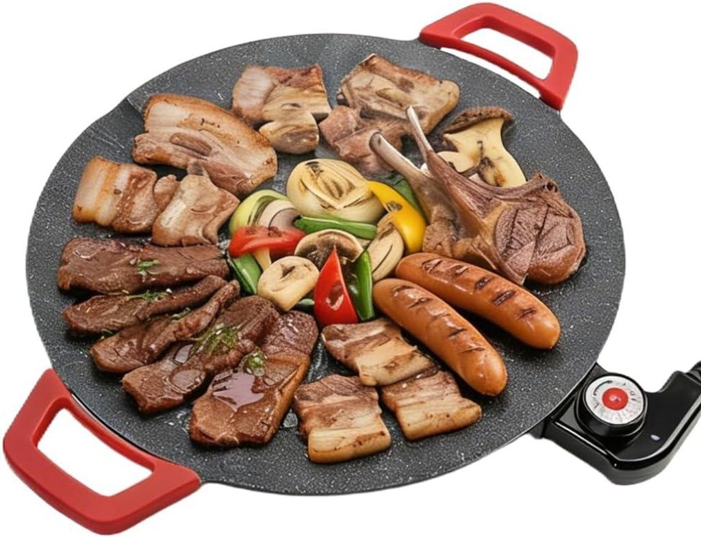Koreanischer Elektrogrill Tischgrill, rauchfrei 800W Indoor BBQ Grill, große Antihaft Grillplatte für Steak & Korean BBQ