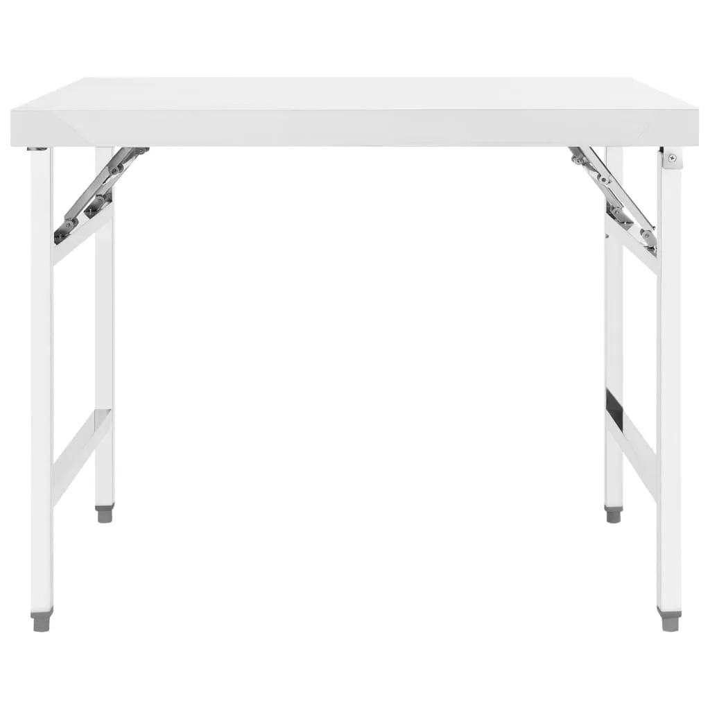vidaXL Table de travail de cuisine pliante 100x60x80 cm en inox 146142