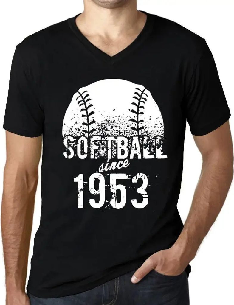 Herren Grafik T-Shirt V-Ausschnitt Softball seit 1953 – Softball Since 1953 – Geschenk 71. Geburtstag Jahrestag 71 Jahre Jubiläum 71 Jährige ...